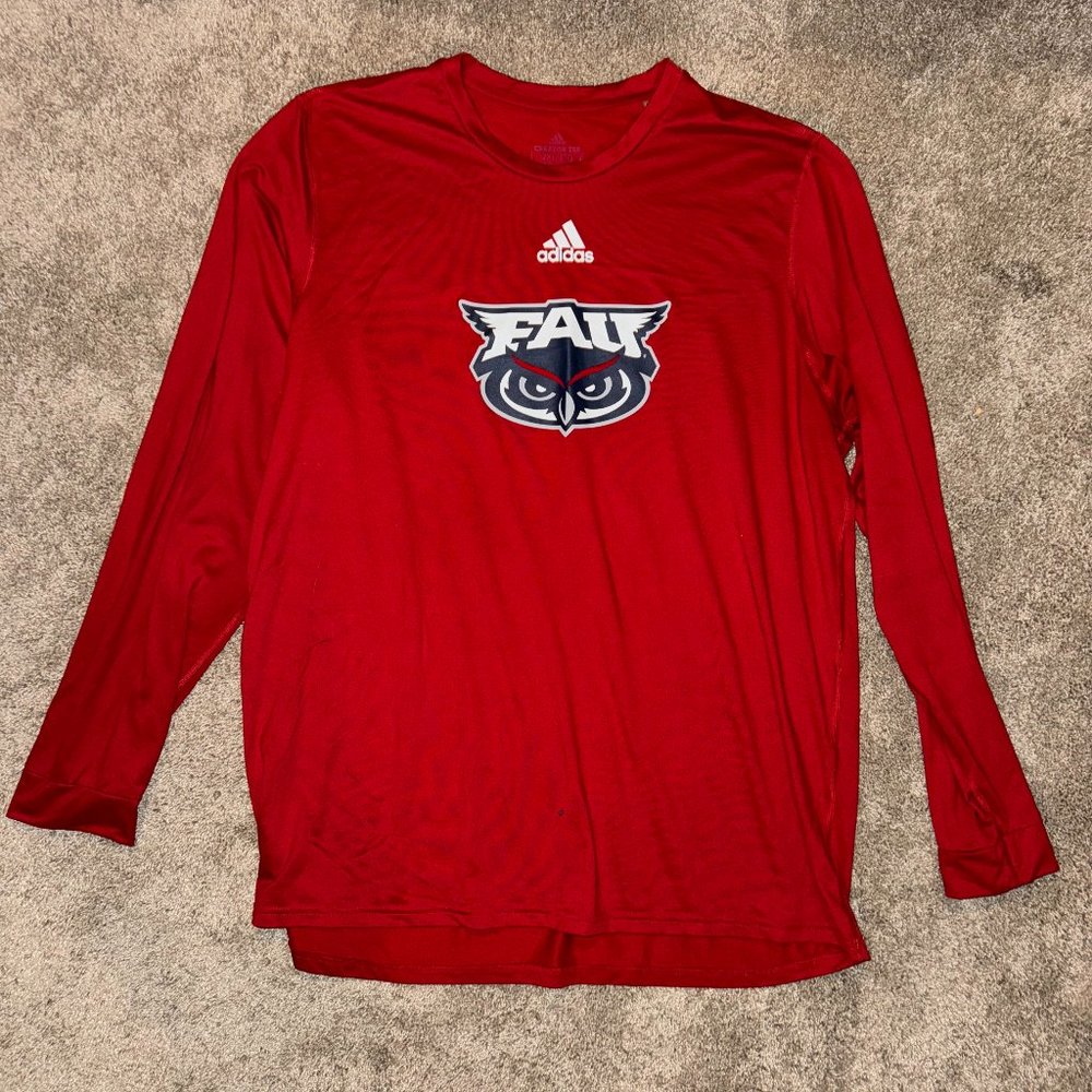 Adidas Florida Atlantic (FAU) FAU Owl Logo Red Long Sleeve Shirt XXL